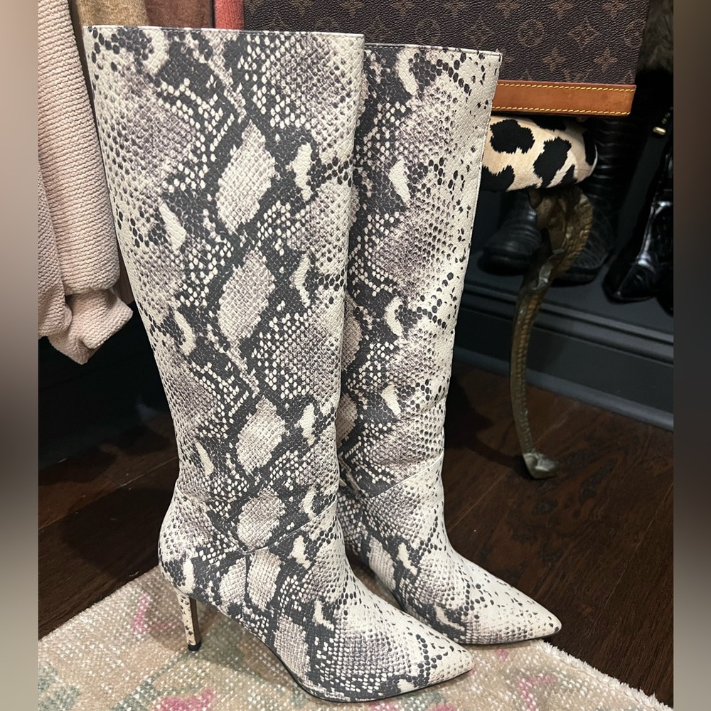 Steve Madden Snake Knee High Boots High Heel 8 Women